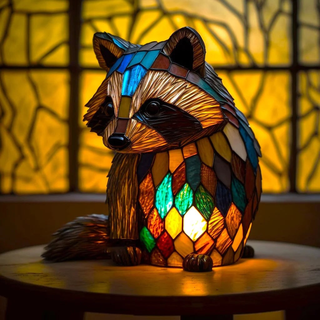 Animal Stained Glass Lamp Decorative Table Mosaic Colorful Multicolored Ambient Glow - Image 9