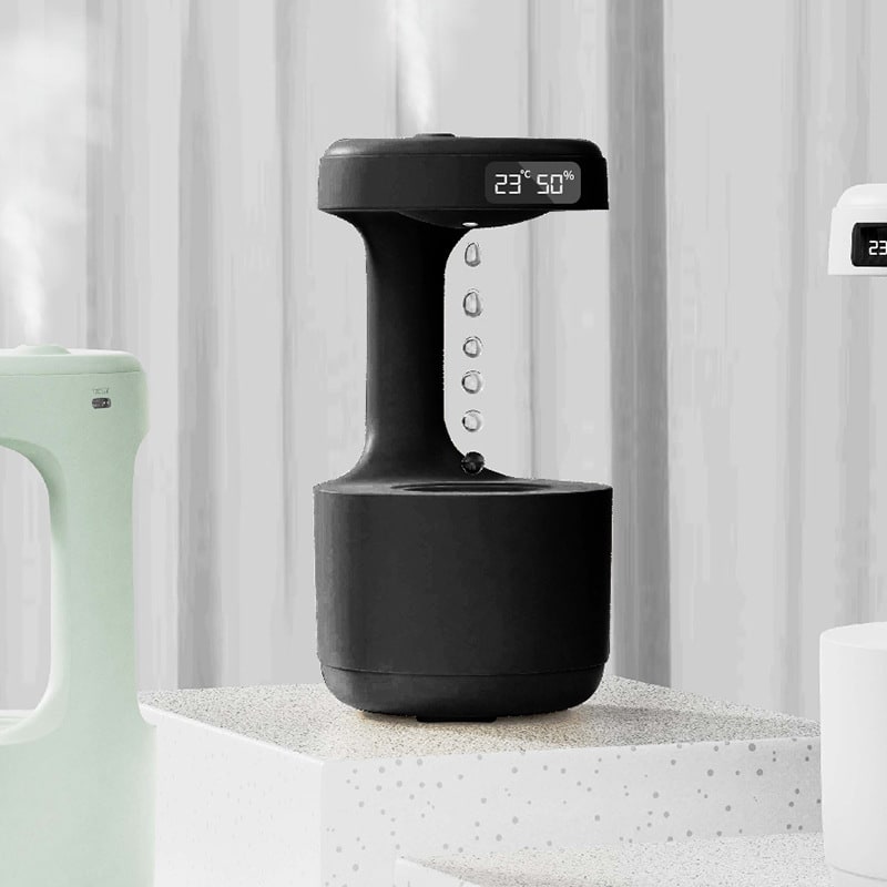 Anti Gravity Ultrasonic Room Humidifier with Digital Clock and LED Ambient Light - Image 10