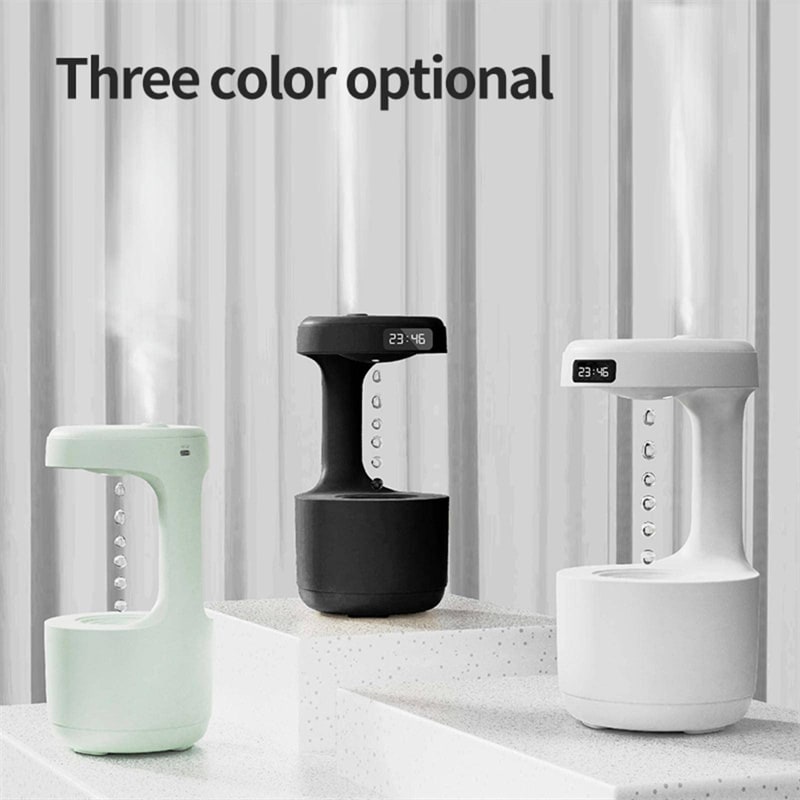 Anti Gravity Ultrasonic Room Humidifier with Digital Clock and LED Ambient Light - Image 11