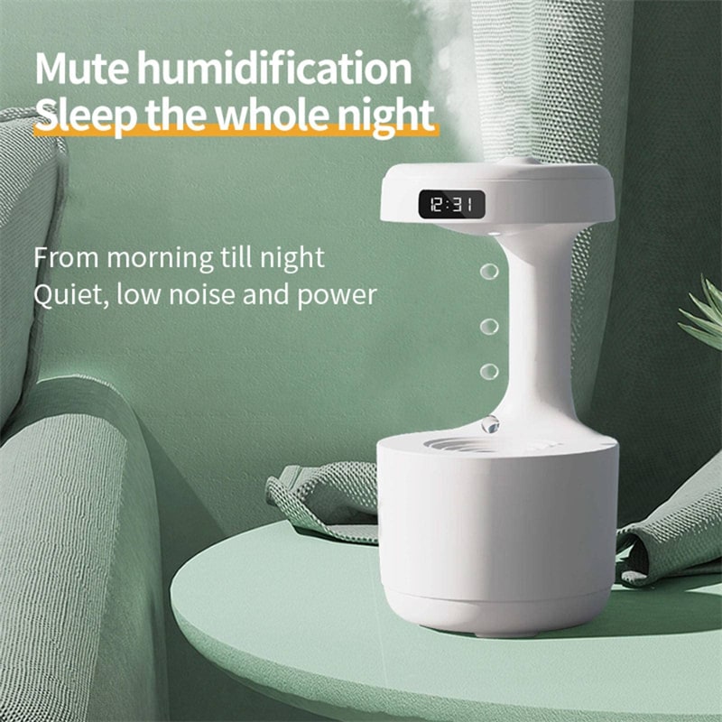 Anti Gravity Ultrasonic Room Humidifier with Digital Clock and LED Ambient Light - Image 12