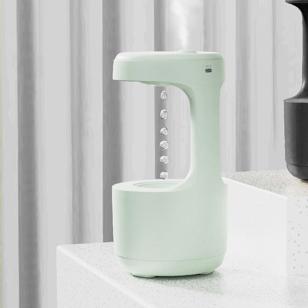 Anti Gravity Ultrasonic Room Humidifier with Digital Clock and LED Ambient Light - Image 2