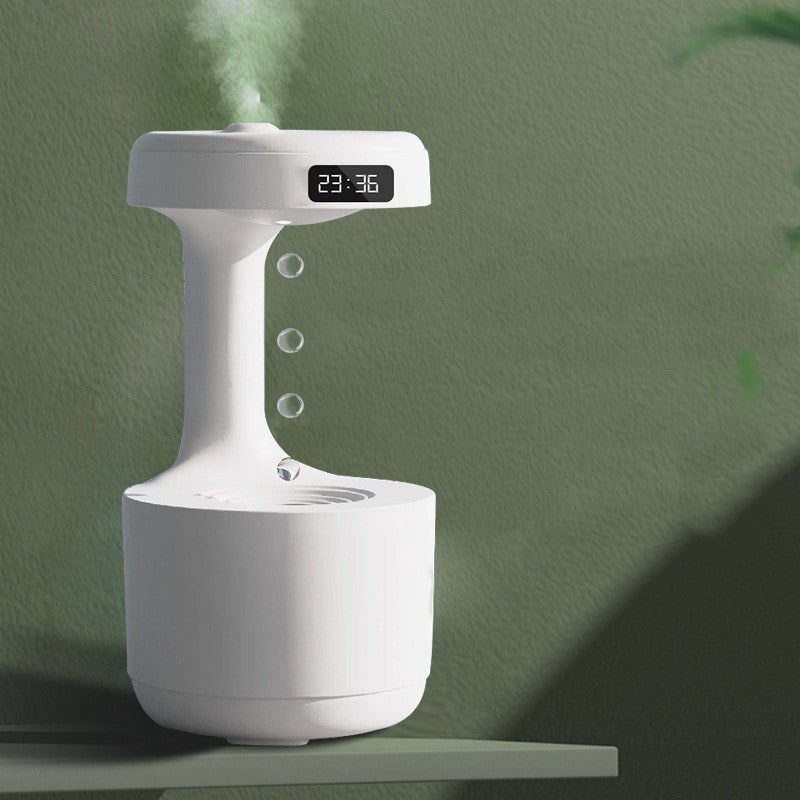 Anti Gravity Ultrasonic Room Humidifier with Digital Clock and LED Ambient Light - Image 3