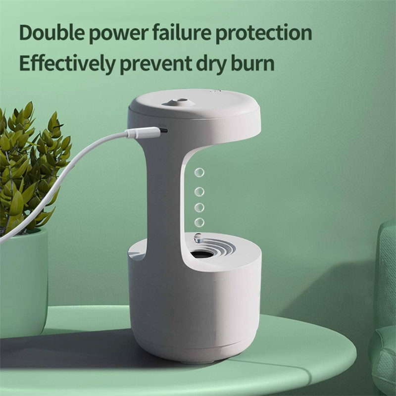 Anti Gravity Ultrasonic Room Humidifier with Digital Clock and LED Ambient Light - Image 5