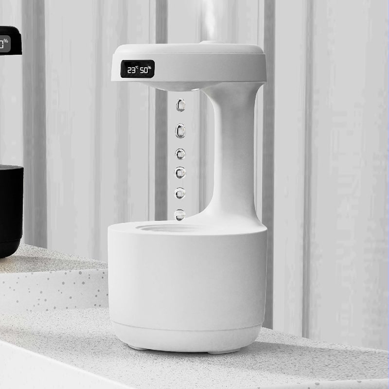 Anti Gravity Ultrasonic Room Humidifier with Digital Clock and LED Ambient Light - Image 7