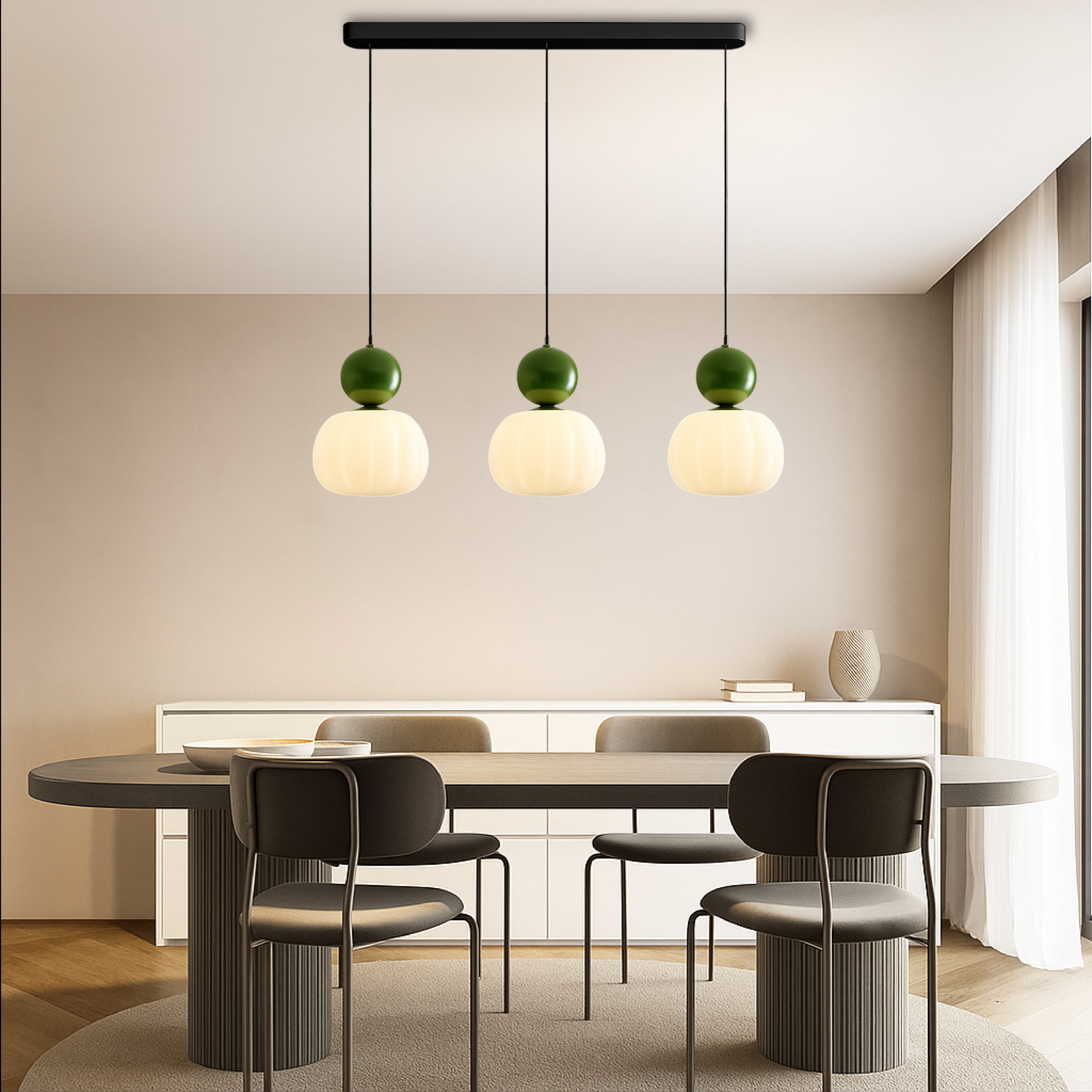 Art Deco Pendant Light Translucent White Colored Spherical Geometric Decorative Modern - Image 3