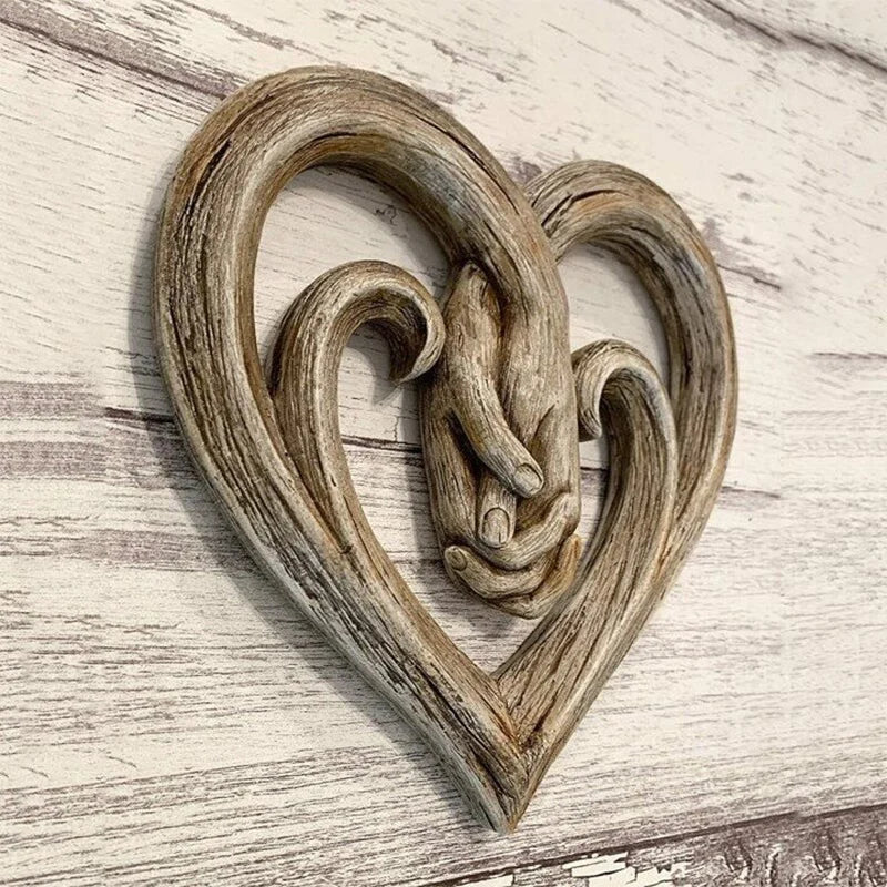 Heart-Shaped Wooden Wall Art for Living Room & Bedroom – Rustic Decorative Wall Hanging – Warm Home Decor Accent
