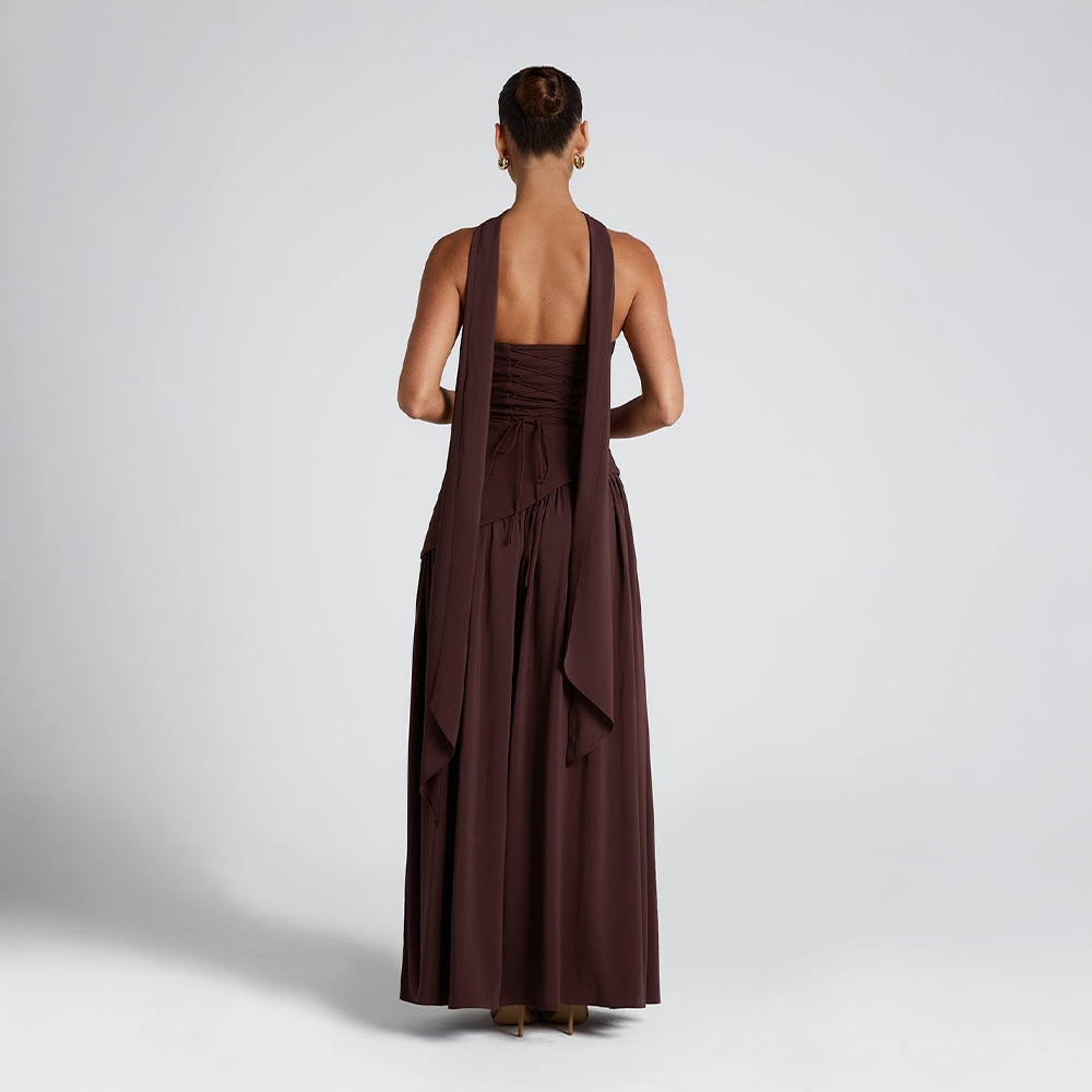 Strapless Asymmetrical Long Dress with High Slit for Women – Elegant Evening Dress for Parties, Events and Special Occasions