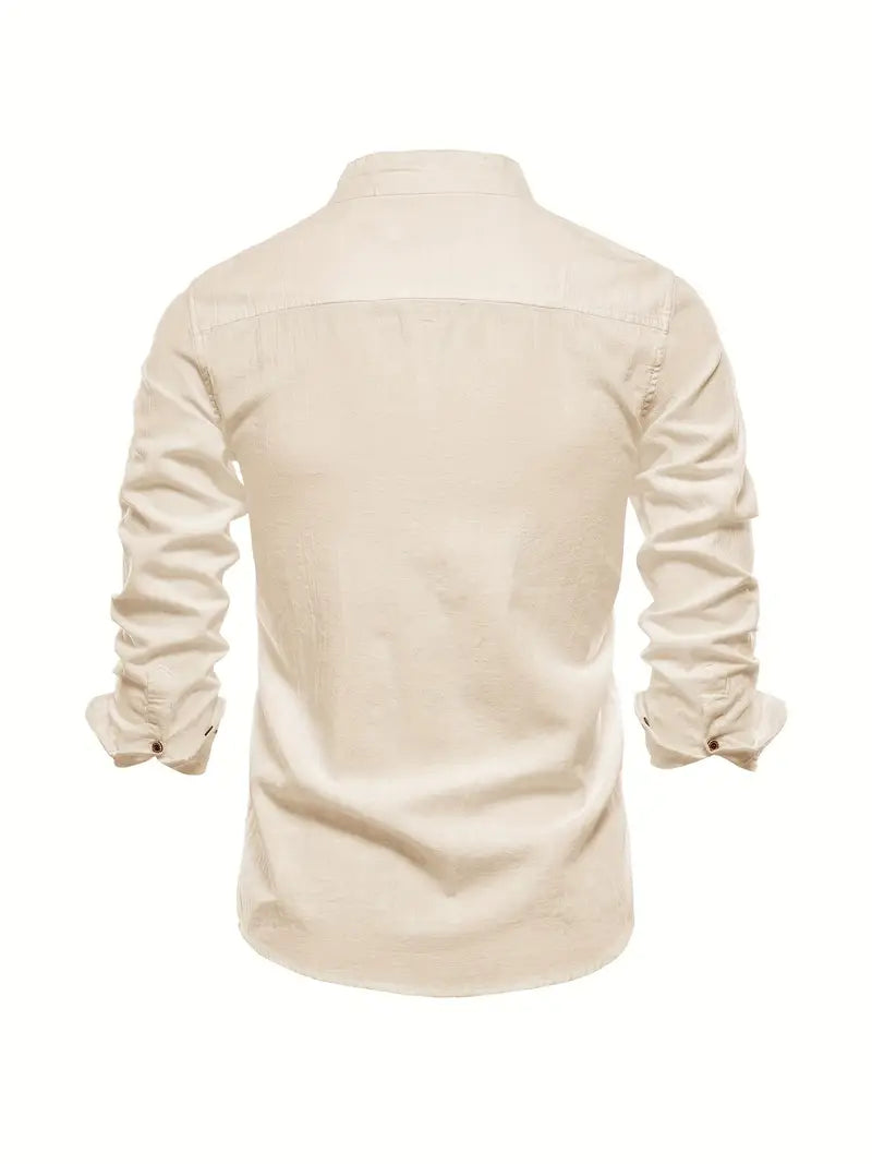 Men’s Button-Up Linen-Style Shirt for Summer Wear – Lightweight Casual Shirt for Holidays, Work and Everyday Outfits