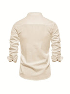 Men’s Button-Up Linen-Style Shirt for Summer Wear – Lightweight Casual Shirt for Holidays, Work and Everyday Outfits