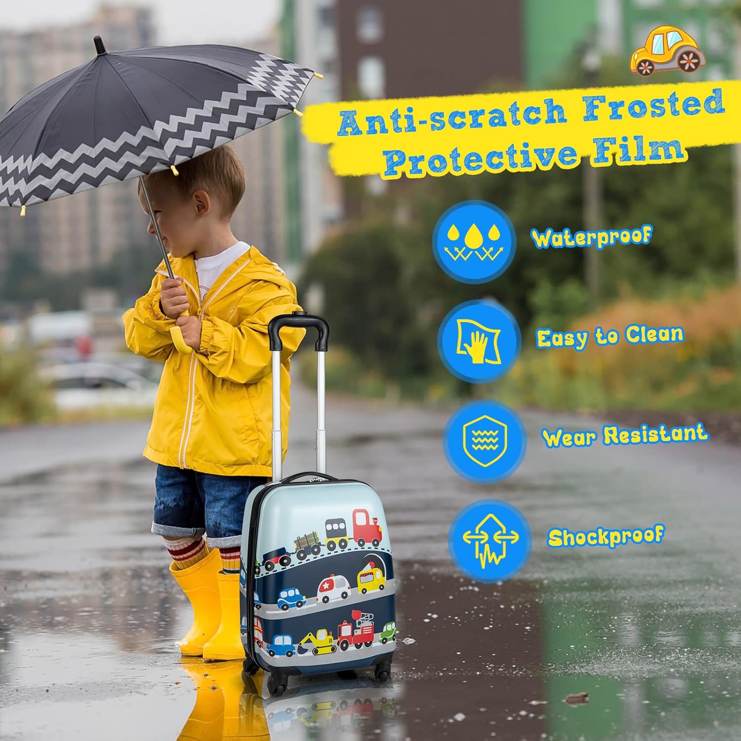 Kids' 2-Piece Helicopter Hard Shell Luggage Set with 360° Wheels – Suitcase and Backpack