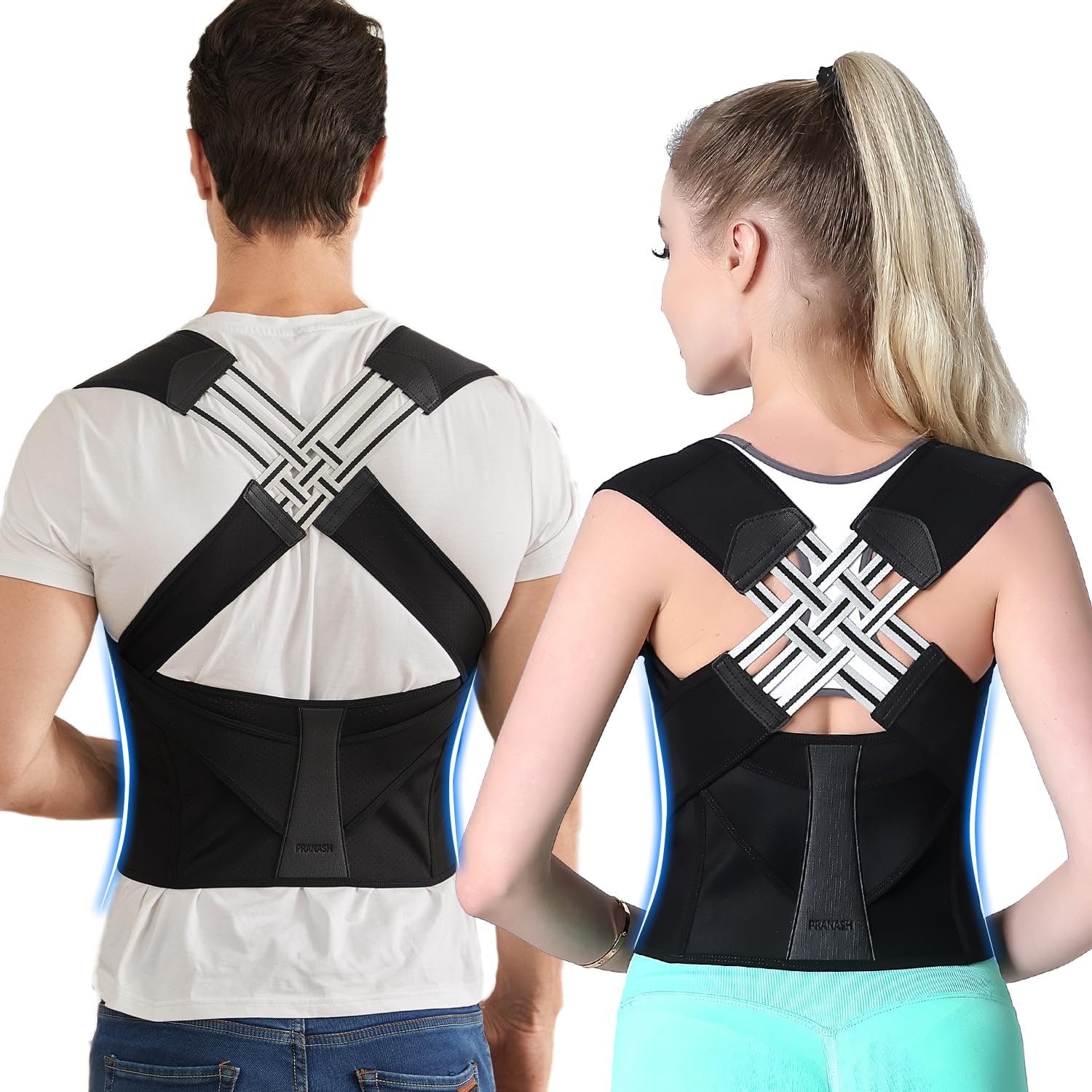 Back Brace Posture Corrector Lumbar Support Breathable Adjustable Velcro Closure Shoulder - Image 1