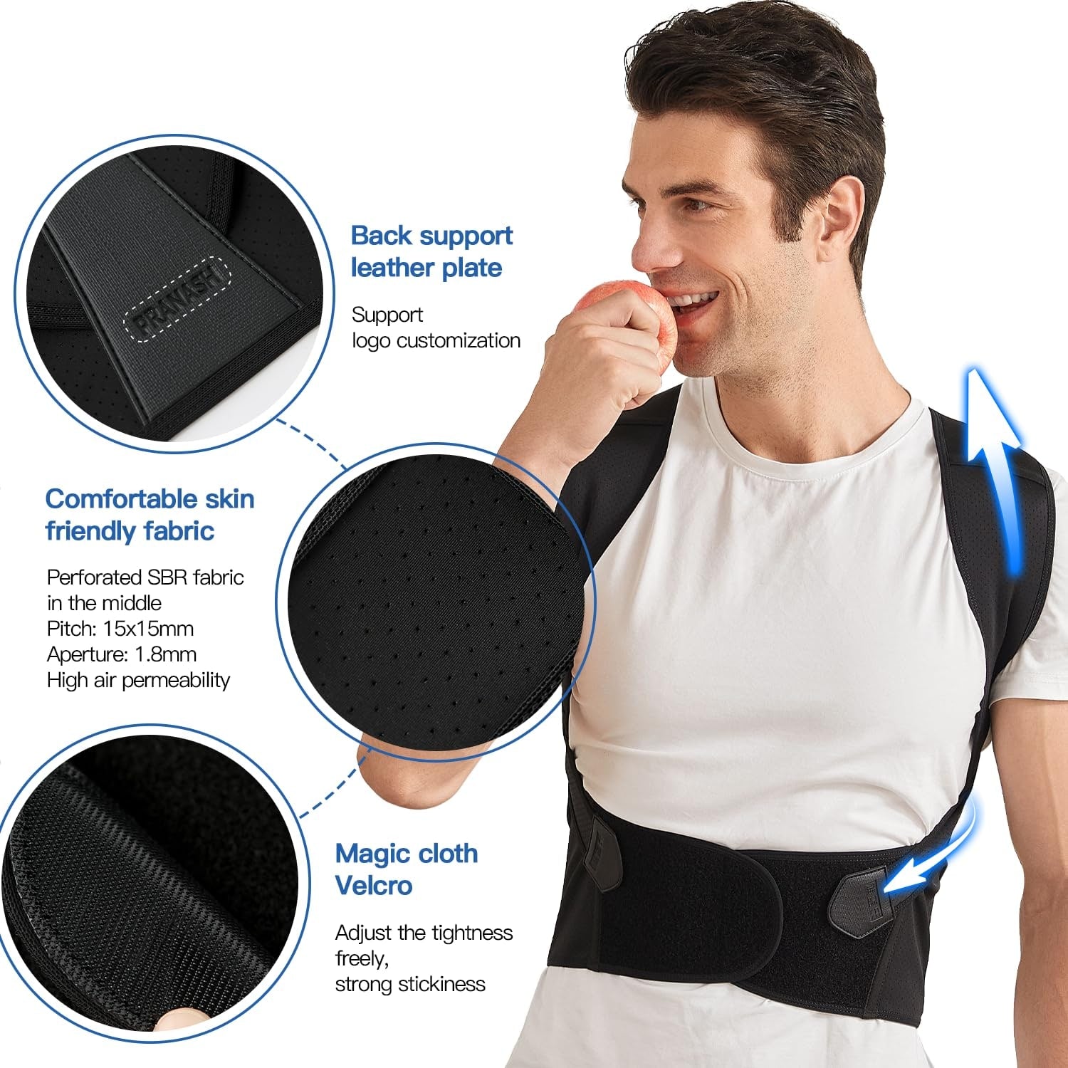 Back Brace Posture Corrector Lumbar Support Breathable Adjustable Velcro Closure Shoulder - Image 2