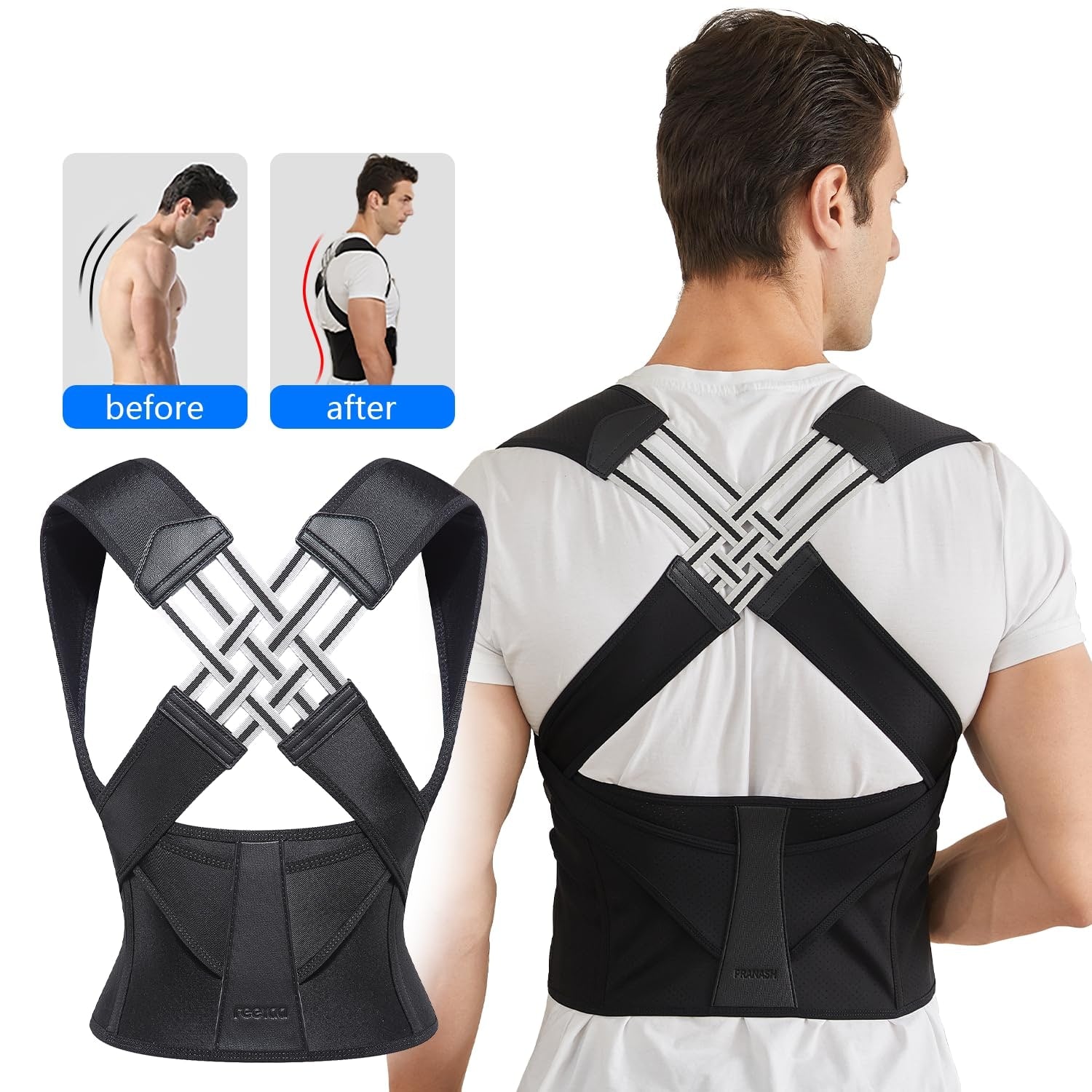 Back Brace Posture Corrector Lumbar Support Breathable Adjustable Velcro Closure Shoulder - Image 5