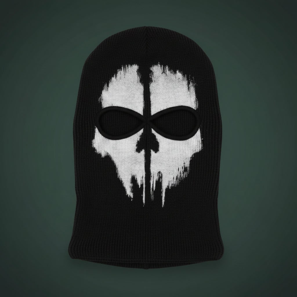 Balaclava Mask Full Face Knit with Skull Print and Distressed Design for Cold Weather - Image 3