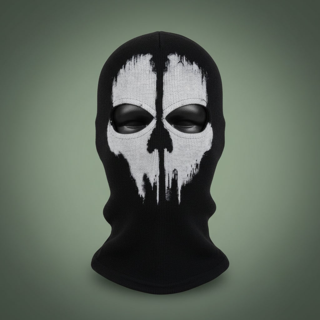 Balaclava Mask Full Face Knit with Skull Print and Distressed Design for Cold Weather - Image 4