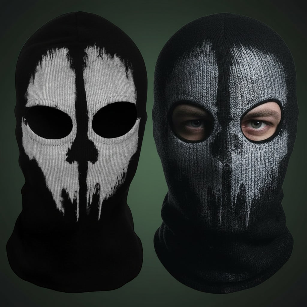 Balaclava Mask Full Face Knit with Skull Print and Distressed Design for Cold Weather - Image 6