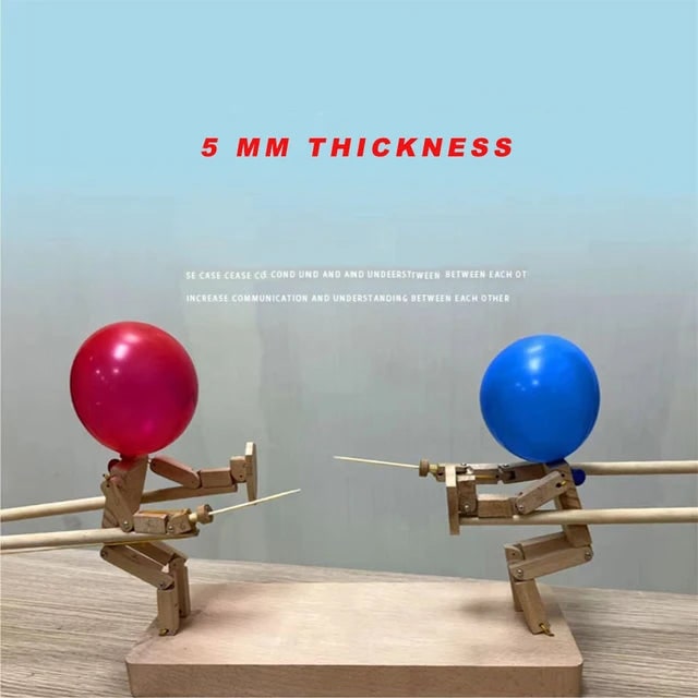 Balloon Bamboo Battle Wooden Game Two Player Interactive Puppet Hand Crafted - Image 7