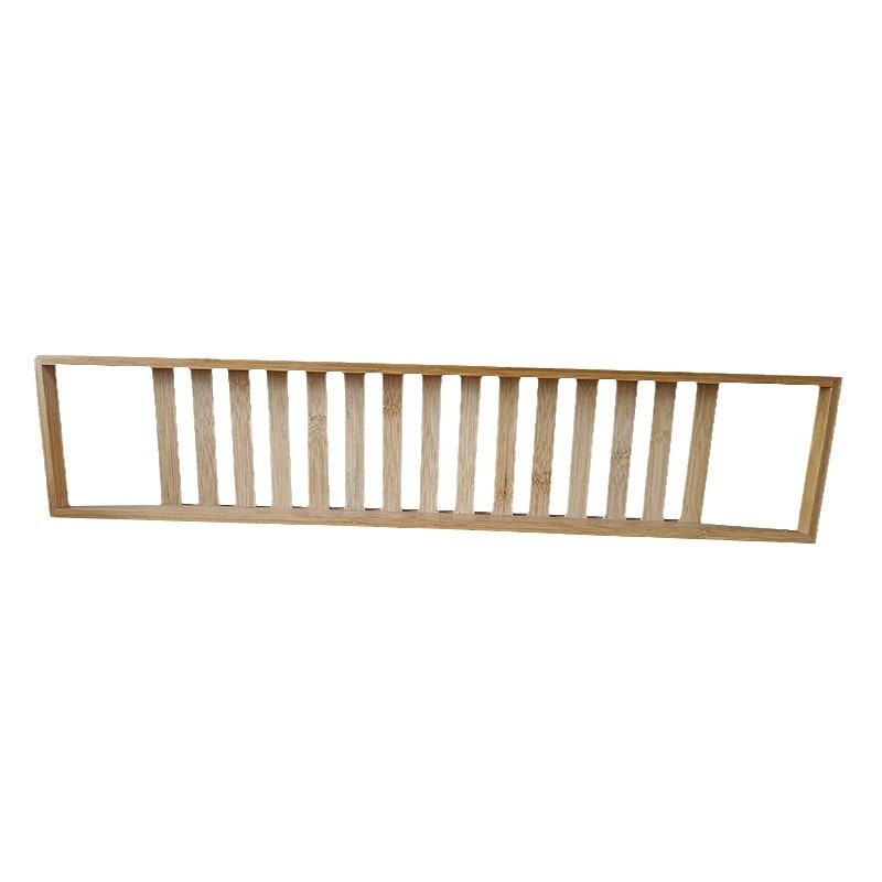 Bamboo Bathtub Tray with Bath Caddy and Slatted Water-Draining Design for Bathroom Storage - Image 5