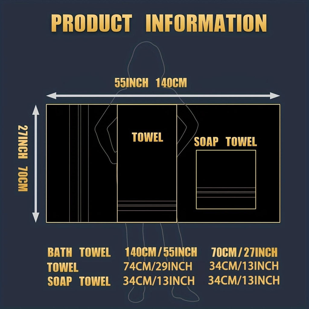 Bath Towel Set with Cotton Terry Cloth and Gold Woven Stripes 8-Piece - Image 3