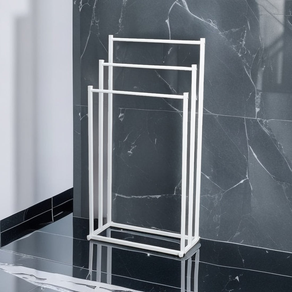 Bathroom Towel Rack Freestanding Three-Tier Metal Stand with Shelf Kitchen - Image 1
