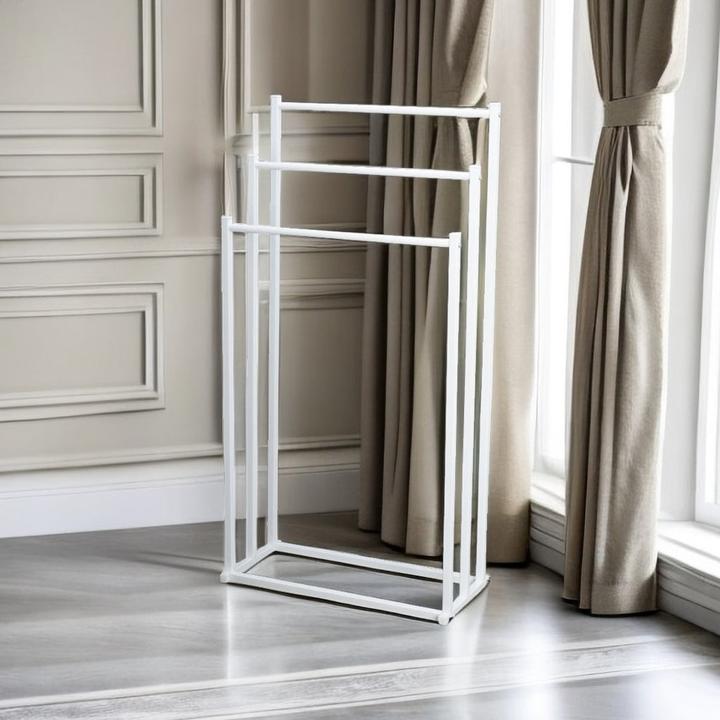 Bathroom Towel Rack Freestanding Three-Tier Metal Stand with Shelf Kitchen - Image 3
