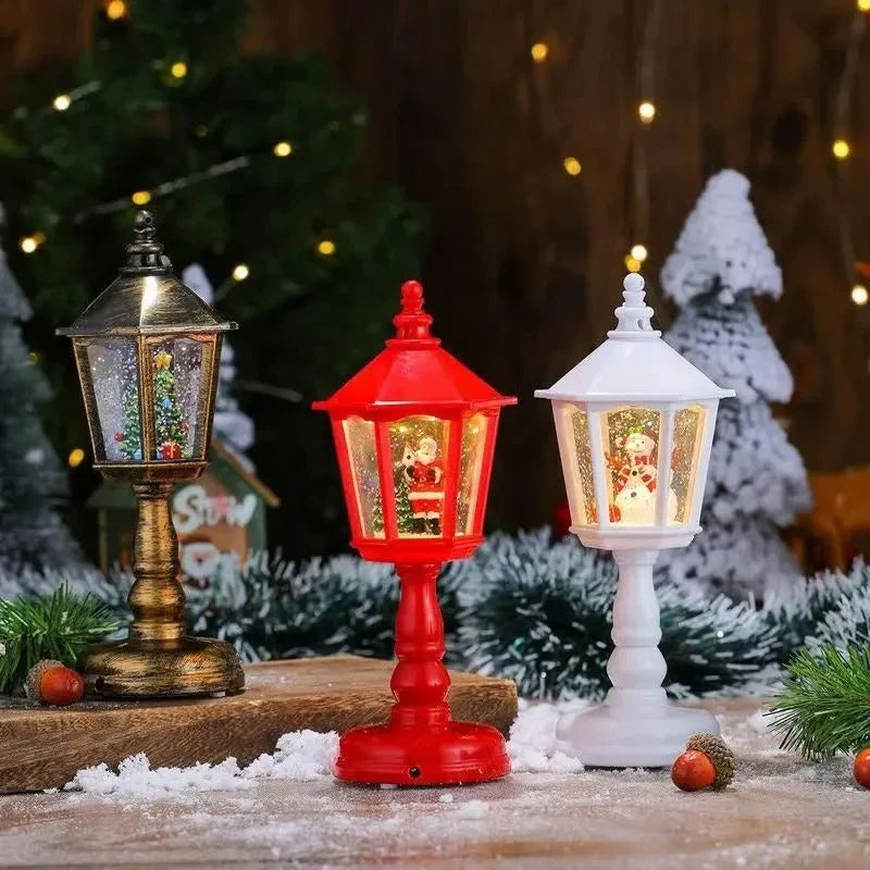 Battery-Operated Musical Snow Globe Lantern with LED Light and Swirling Glitter - Image 2