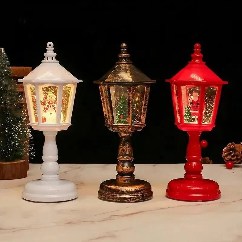 Battery-Operated Musical Snow Globe Lantern with LED Light and Swirling Glitter - Image 4