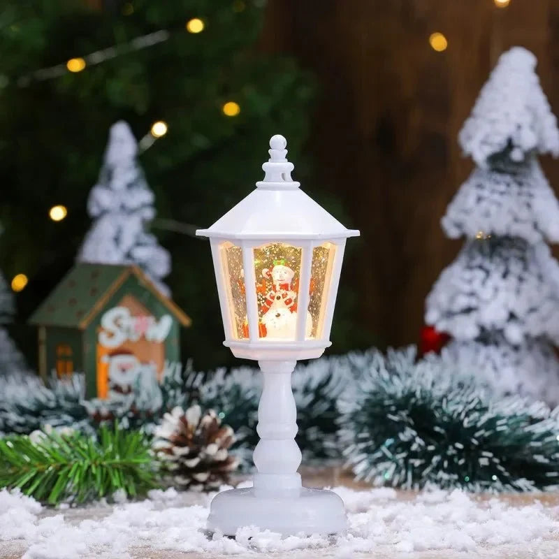 Battery-Operated Musical Snow Globe Lantern with LED Light and Swirling Glitter - Image 9