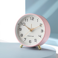 Battery Operated Silent Analog Desk Clock Round Glass Gold Peg Feet Quiet For Office - Image 10
