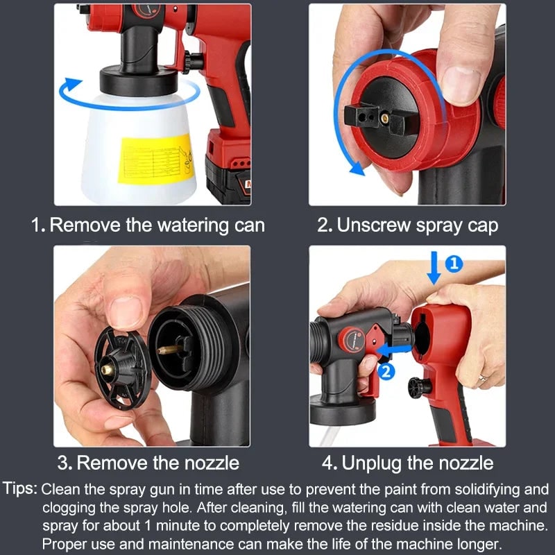 Battery Powered Lightweight Handheld Cordless Paint Sprayer Wireless Adjustable Nozzle - Image 5