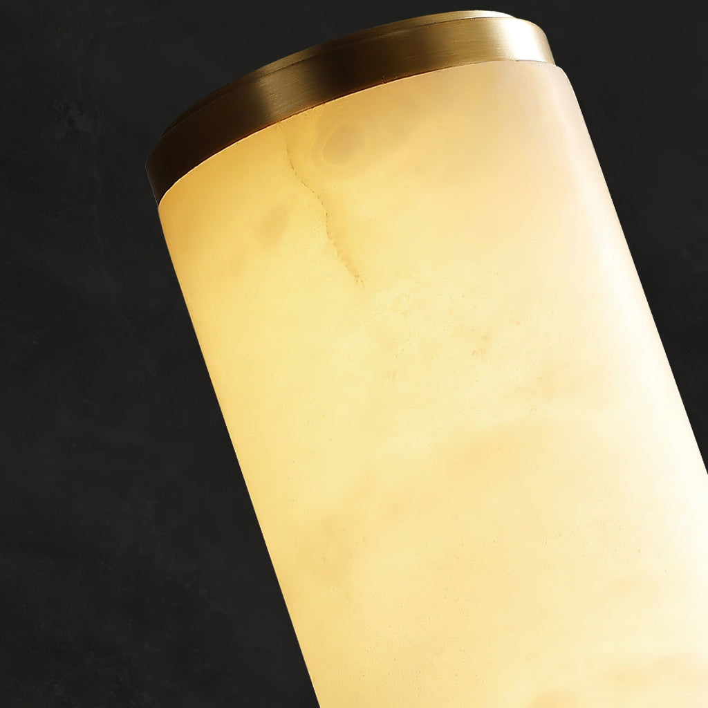 Battery Powered Wall Sconce Lighting with Marbled Cylinder Shade Candle - Image 10