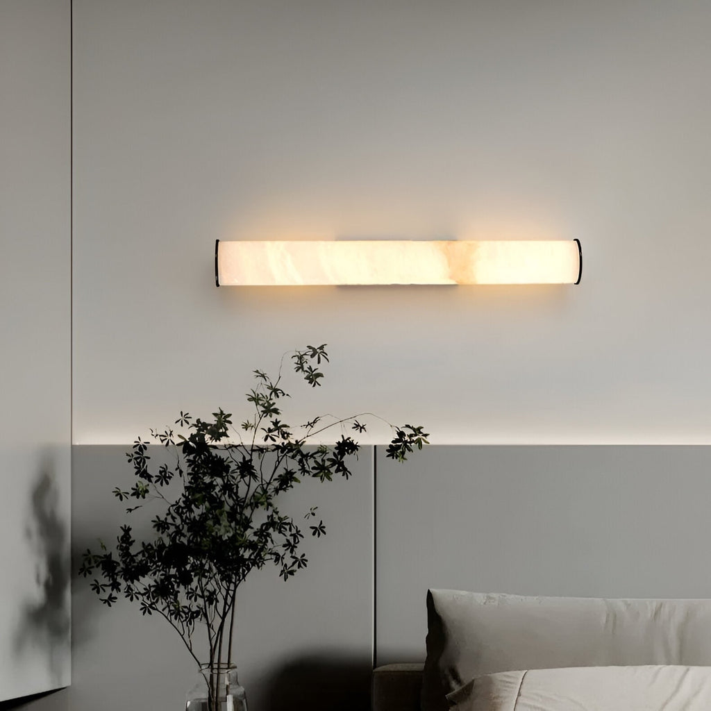 Battery Powered Wall Sconce Lighting with Marbled Cylinder Shade Candle - Image 12