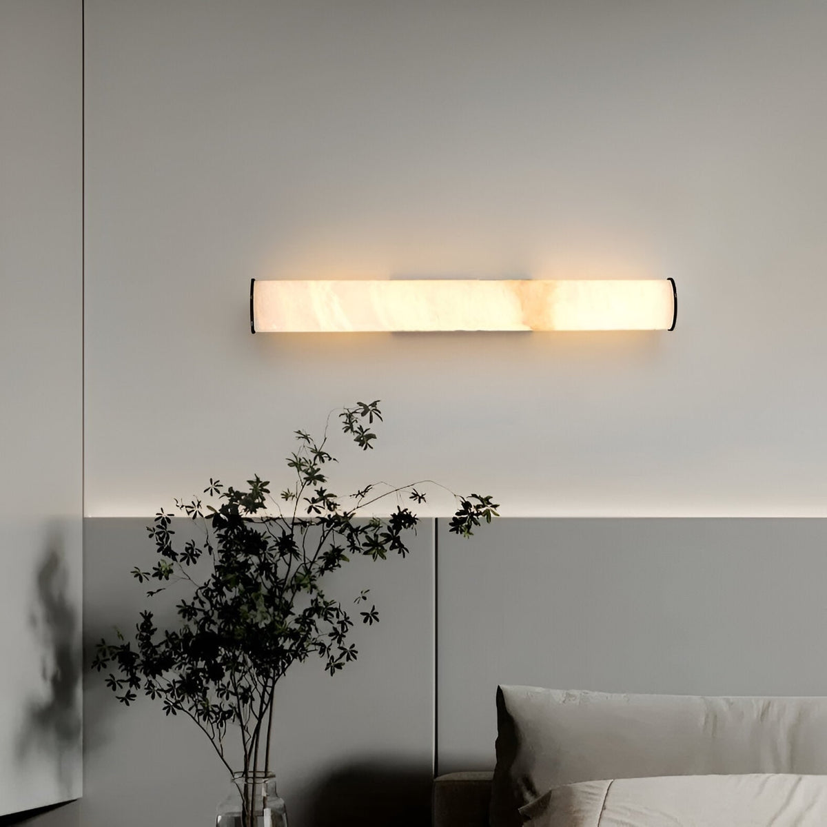 Battery Powered Wall Sconce Lighting with Marbled Cylinder Shade Candle - Image 12