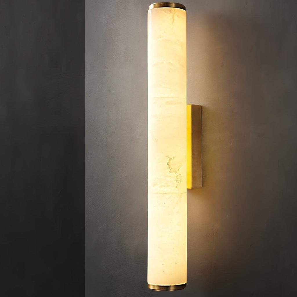 Battery Powered Wall Sconce Lighting with Marbled Cylinder Shade Candle - Image 3