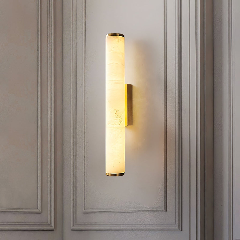Battery Powered Wall Sconce Lighting with Marbled Cylinder Shade Candle - Image 5