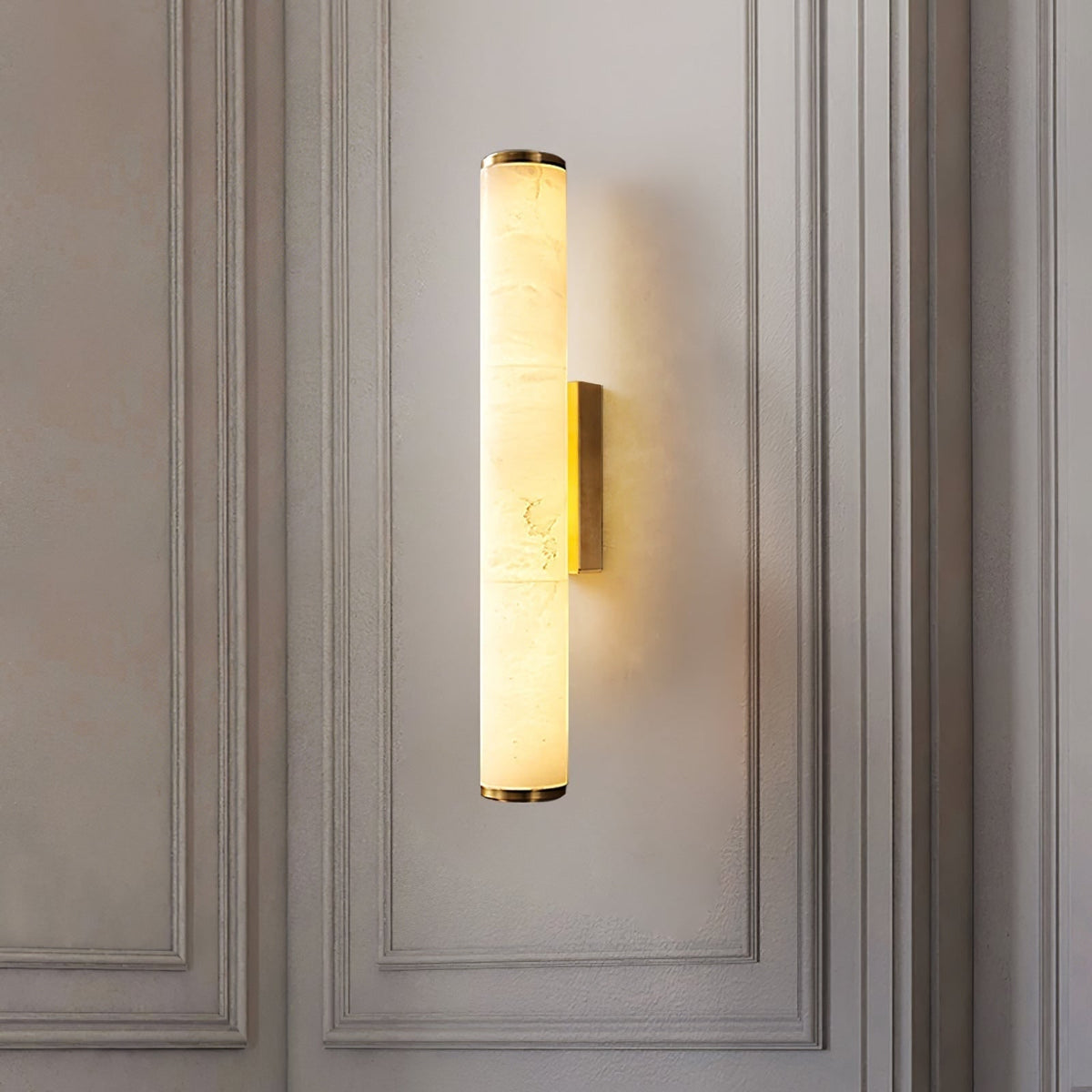 Battery Powered Wall Sconce Lighting with Marbled Cylinder Shade Candle - Image 5