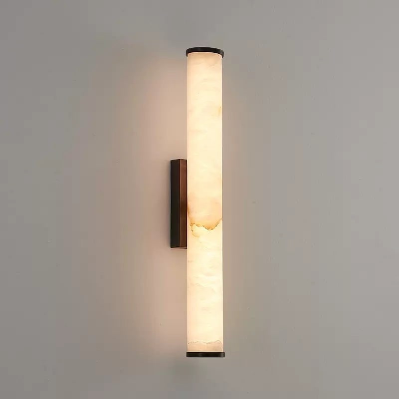 Battery Powered Wall Sconce Lighting with Marbled Cylinder Shade Candle - Image 6