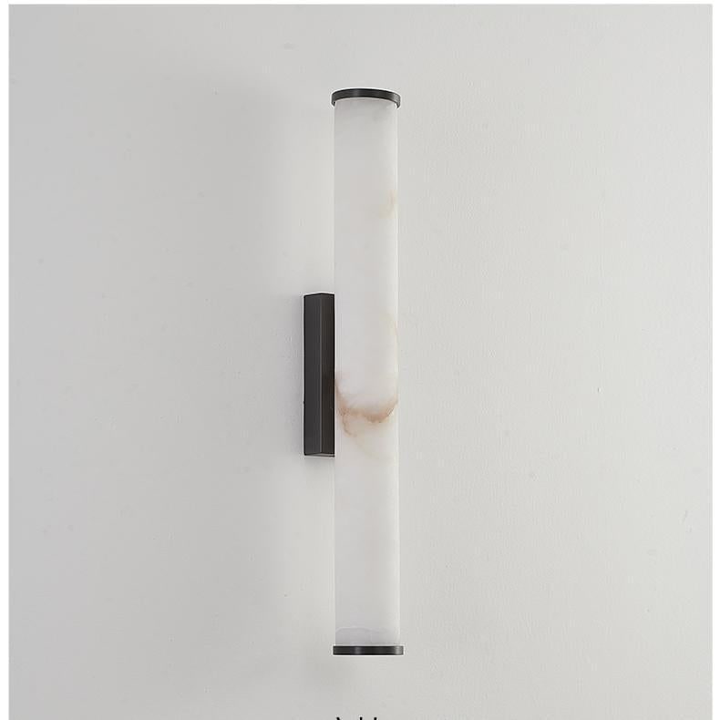 Battery Powered Wall Sconce Lighting with Marbled Cylinder Shade Candle - Image 9