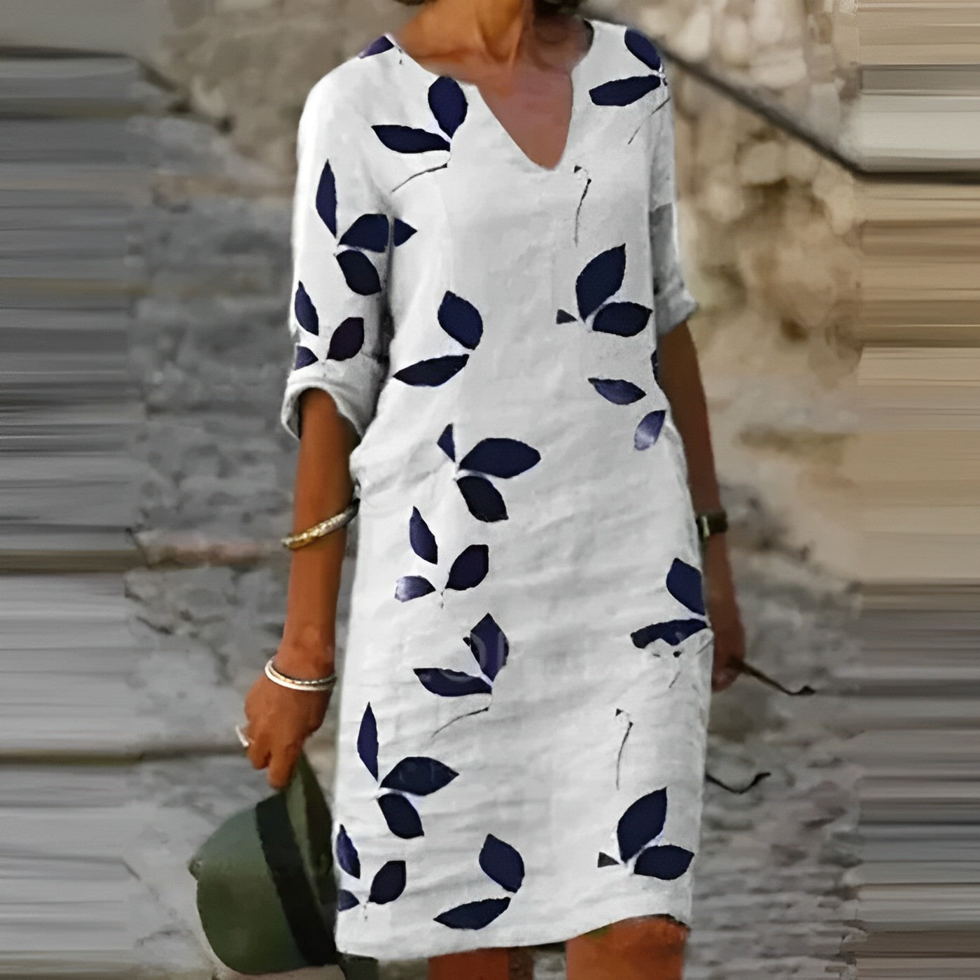 Mavis | Women's Vintage Mini Summer Dress with Short Sleeves and V-Neck