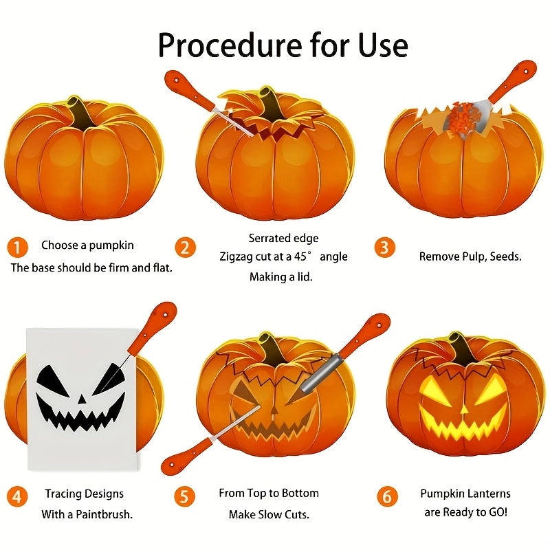 Pumpkin Carving Kit and Tools with Stainless Steel Dual-Blade Supplies for Halloween