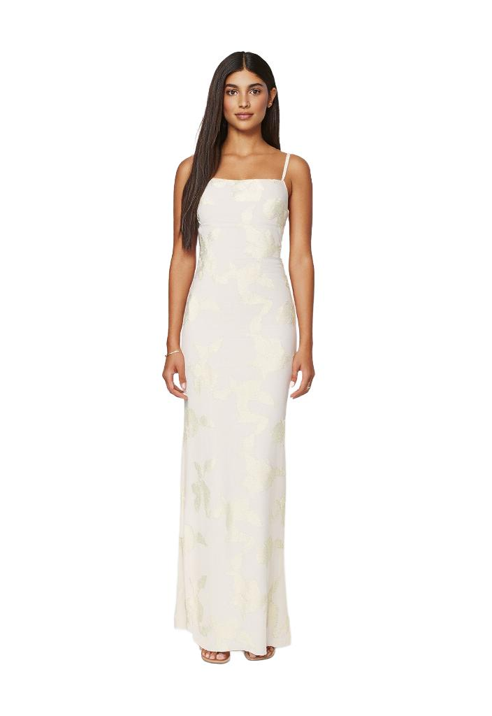 Floral-Embellished Bodycon Dress with Adjustable Tie Straps
