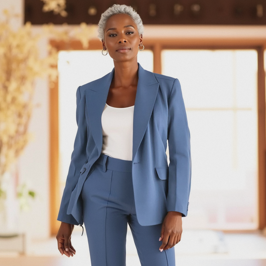 Women’s Two-Piece Suit with Pockets – Comfortable Relaxed Fit Set for Work, Travel and Everyday Wear