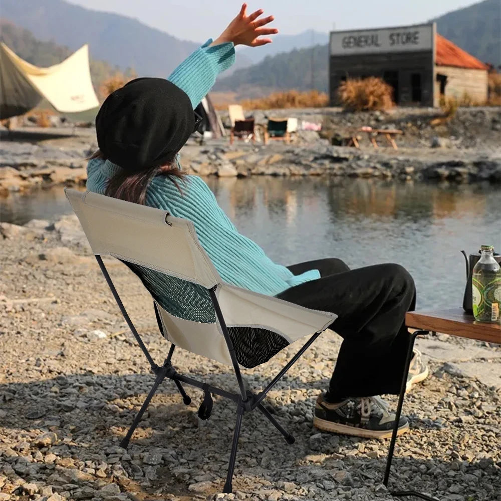 Beach Chair Collapsible Outdoor Chair Lightweight Portable Backrest - Image 2