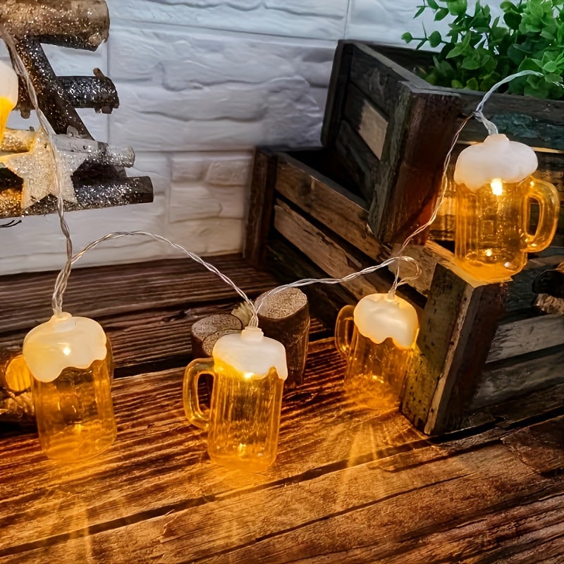 Beer Mug String Lights Battery Operated LED for Parties and Outdoor Décor - Image 2