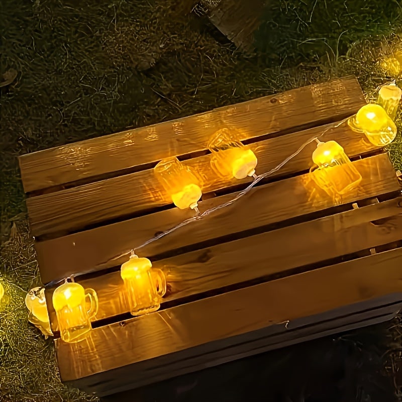 Beer Mug String Lights Battery Operated LED for Parties and Outdoor Décor - Image 3