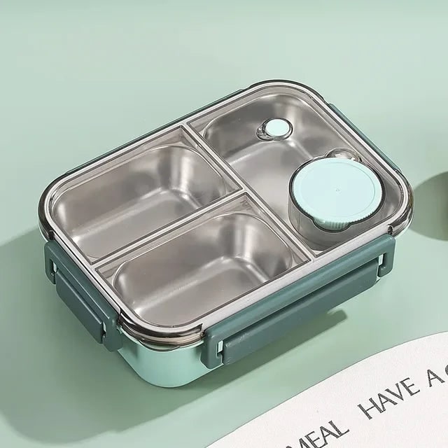 Bento Lunch Box with Stainless Steel Compartments and Leak-Proof Seal - Image 2