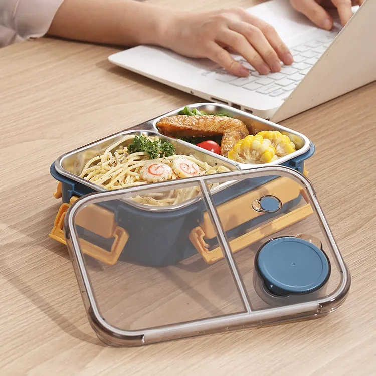 Bento Lunch Box with Stainless Steel Compartments and Leak-Proof Seal - Image 4