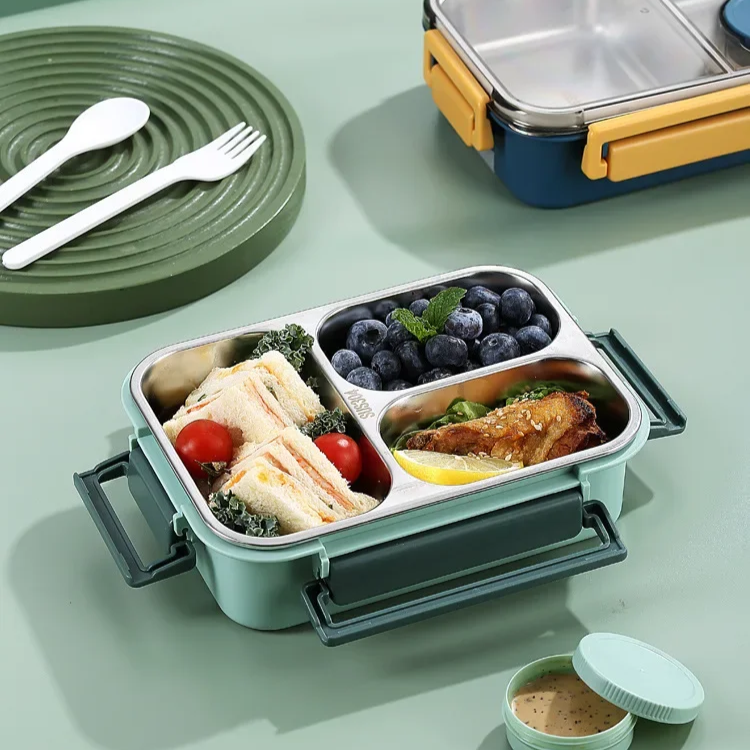 Bento Lunch Box with Stainless Steel Compartments and Leak-Proof Seal - Image 5