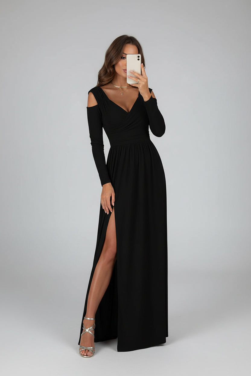 Elegant Long Split Evening Dress for Women – Figure-Hugging, Timeless & Confident