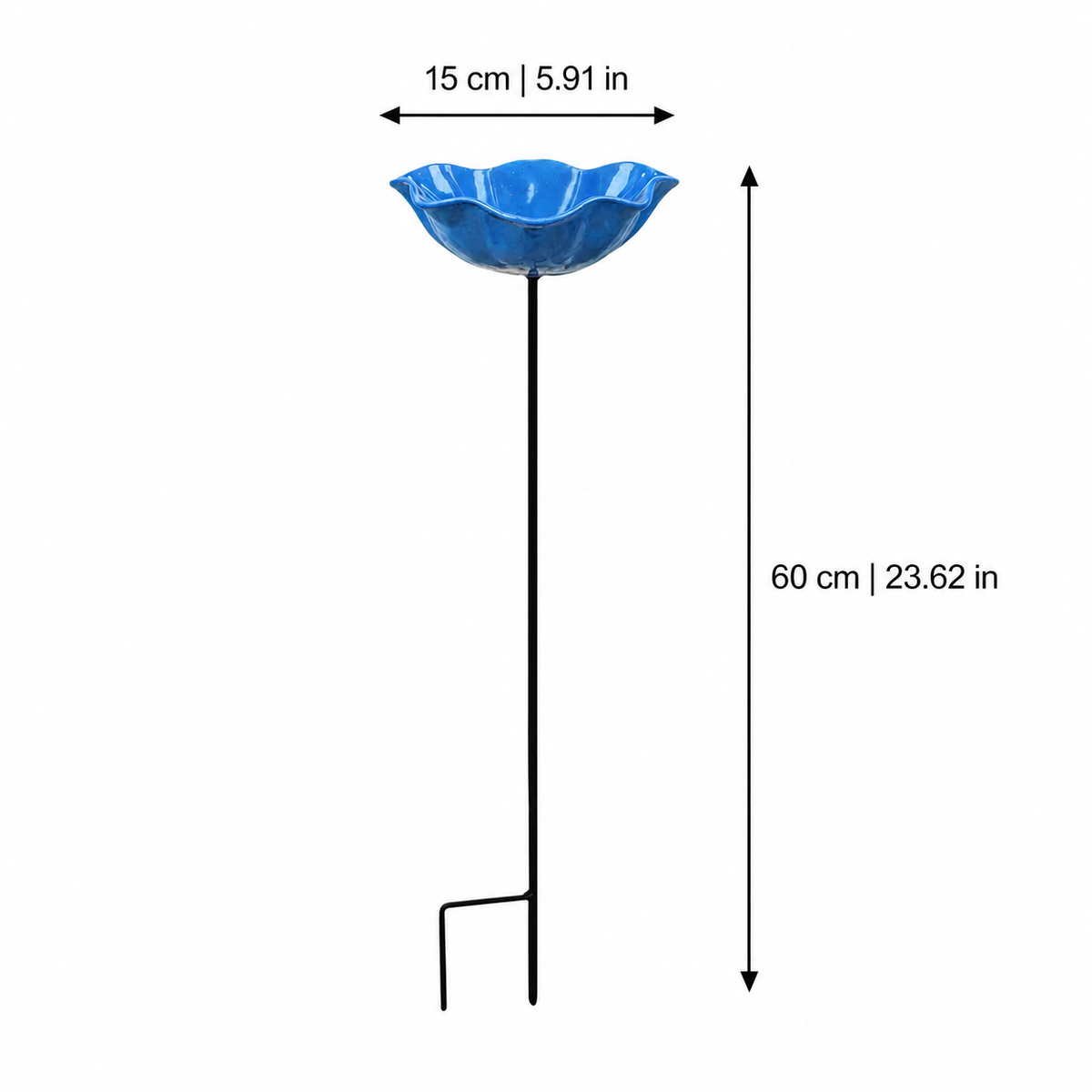 Bird Bath Stake with Flower-Shaped Bowl and Double Pronged Ground - Image 2